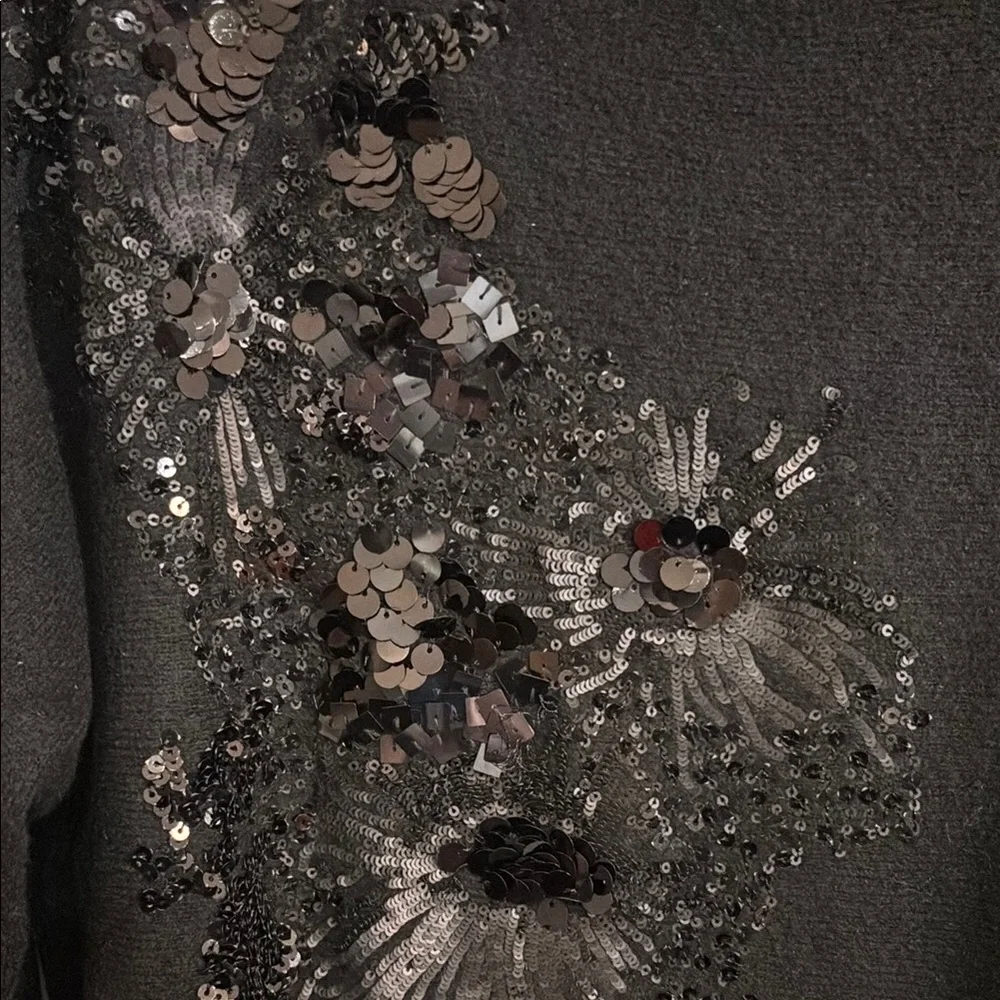 NWT Chico's Black sequined Long Sleeve sweater size Medium - Picture 4 of 8